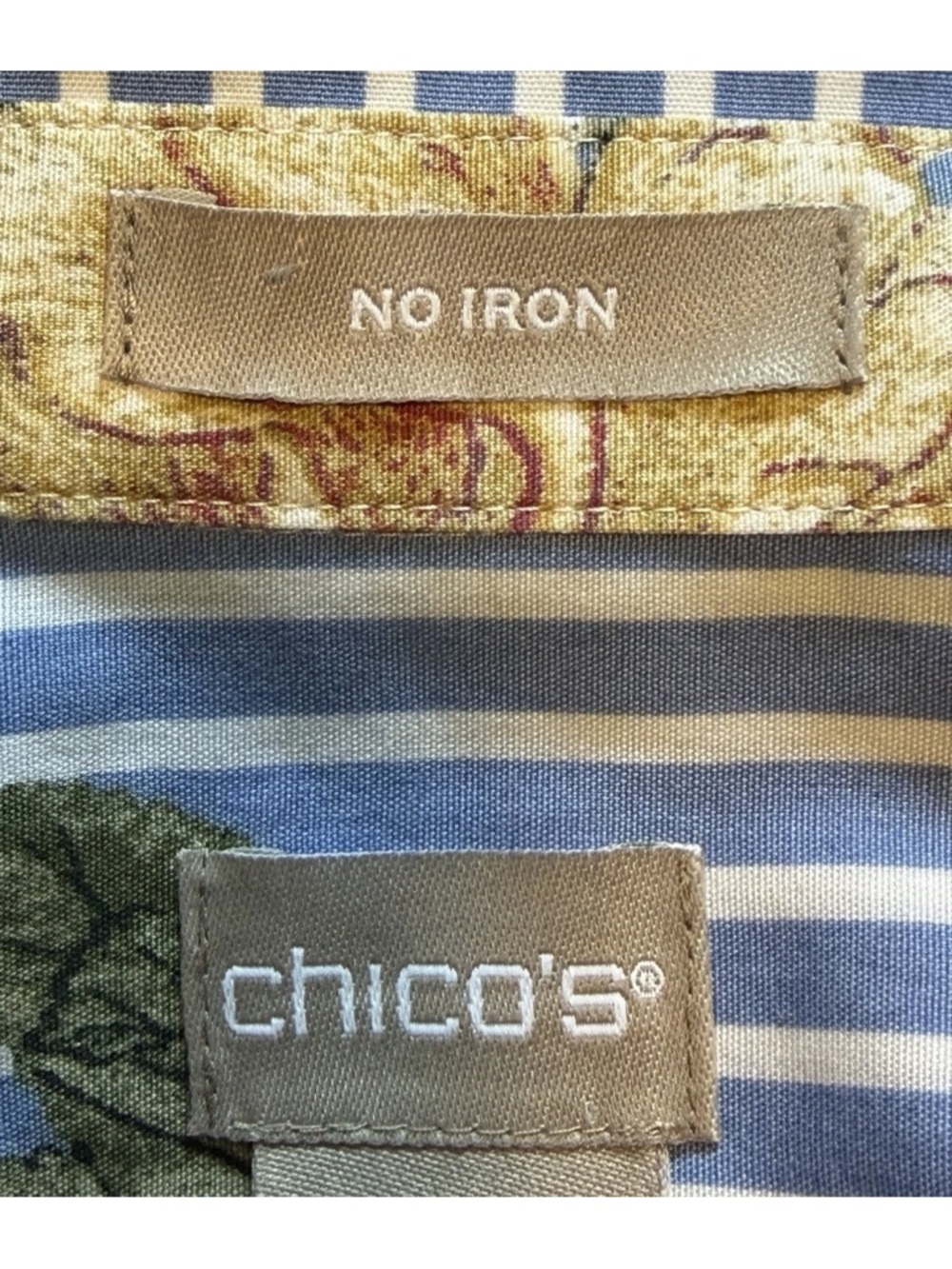 CHICO'S Floral Striped No Iron Tunic Shirt Size 3 (US XL 16/18) - Picture 7 of 15